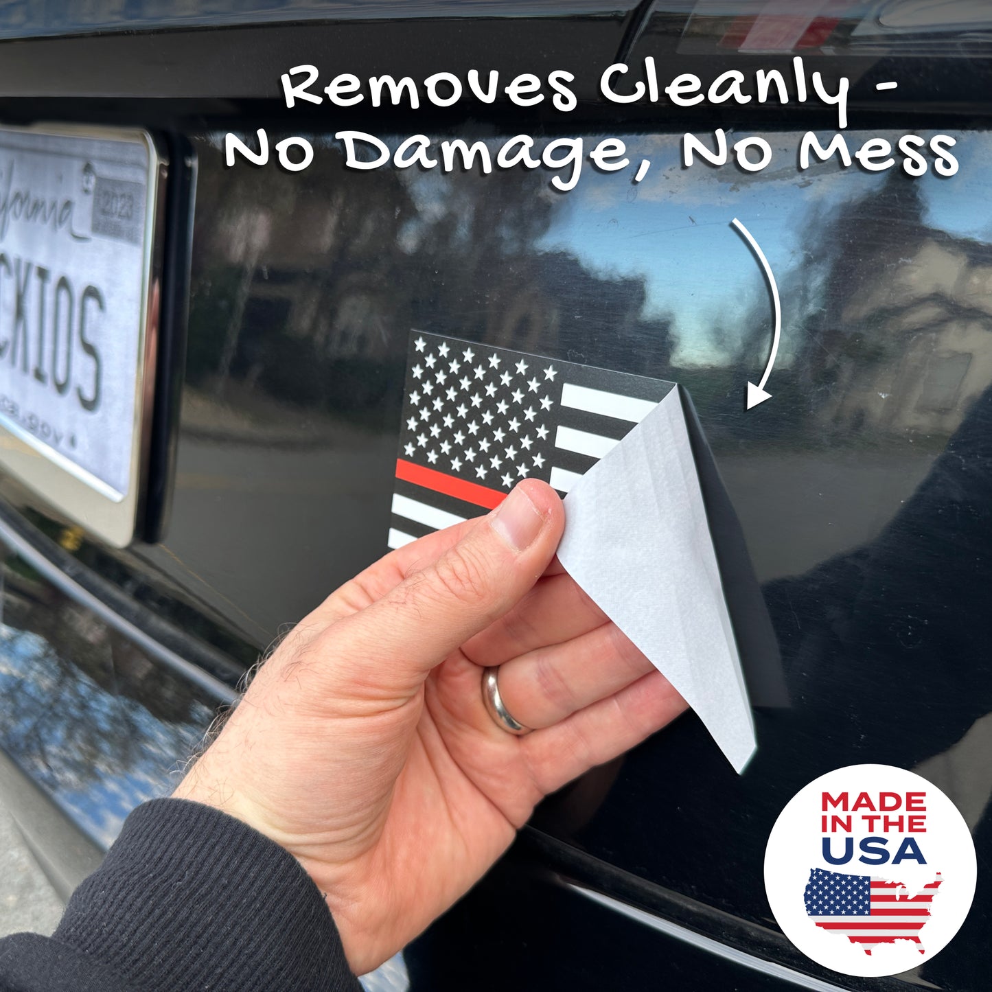 Thin Red Line American Flag Decal - Firefighter Support (5.8 x 3 in)