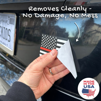 Thin Red Line American Flag Decal - Firefighter Support (5.8 x 3 in)