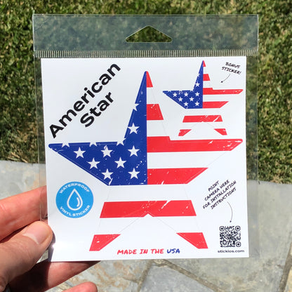 Distressed American Flag Star Decal (4.8 x 4.5 in)