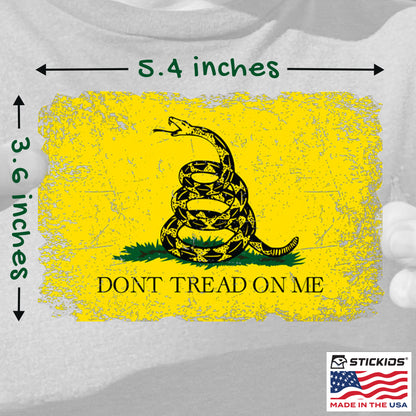 Don't Tread on Me Gadsden Flag Decal - Distressed 1776 American Flag (5.4 x 3.6 in)