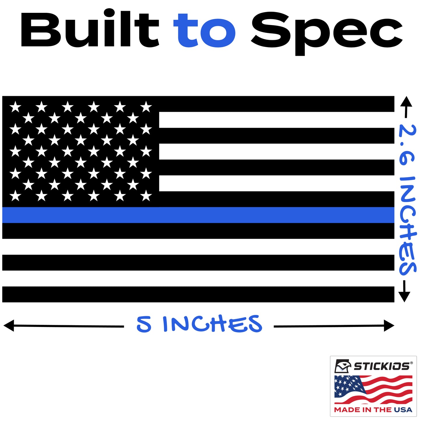 Thin Blue Line American Flag Decal - Police Support (5 x 2.6 inches)