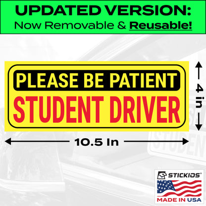 Student Driver Stickers (Non-Magnetic) - Reusable & Removable