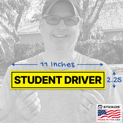 Student Driver Stickers (Wide, Non-Magnetic) - Reusable & Removable