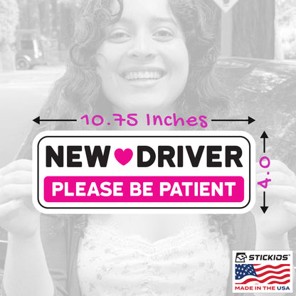 New Driver Stickers (Pink, Non-Magnetic) - Reusable & Removable