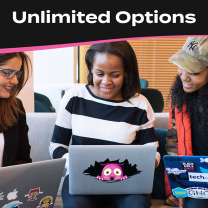 Funny Peeking Monster Car Decal - Covers Dents & Scratches - Pink Peekie