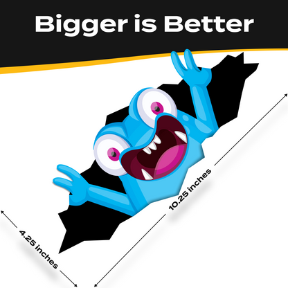 Funny Peeking Monster Car Decal - Covers Dents & Scratches - Peekablue