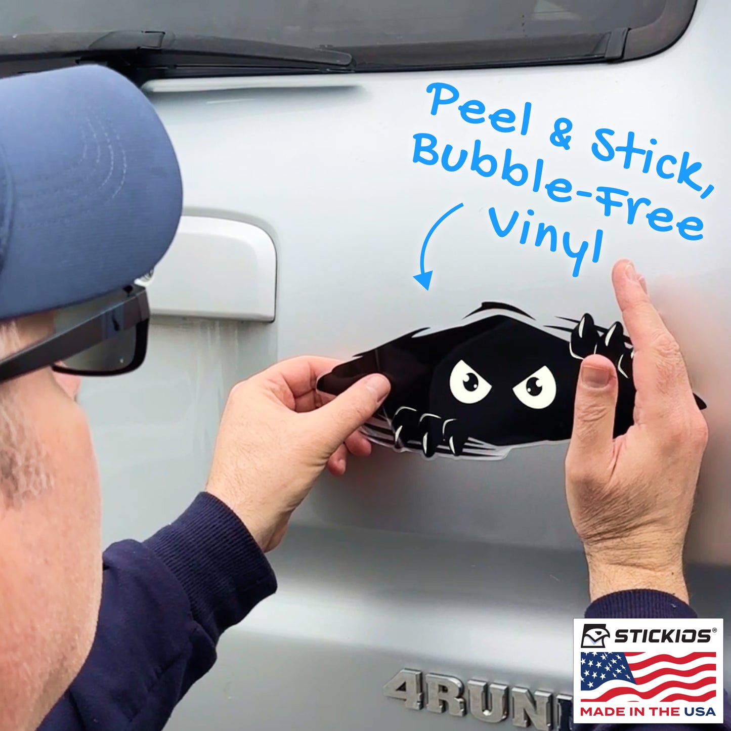 Funny Peeking Monster Car Decal - Covers Dents & Scratches - Shredder