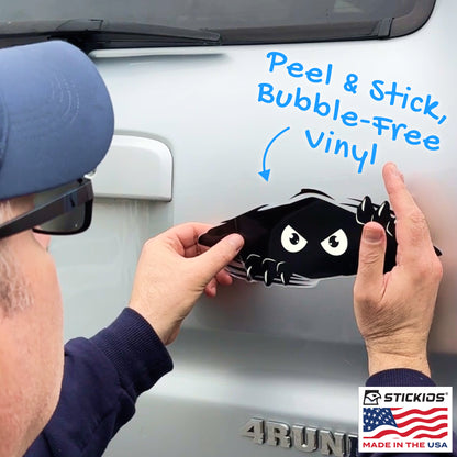 Funny Peeking Monster Car Decal - Covers Dents & Scratches - Shredder