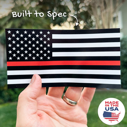 Thin Red Line American Flag Decal - Firefighter Support (5.8 x 3 in)