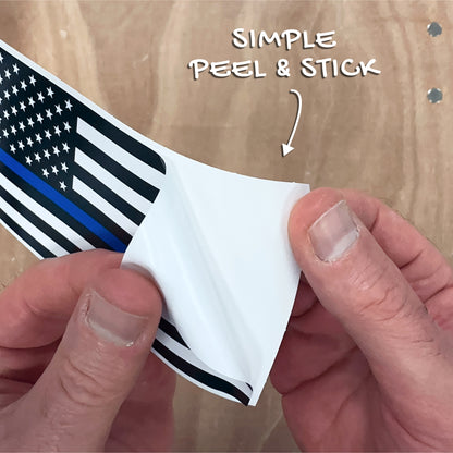 Thin Blue Line American Flag Decal - Police Support (5 x 2.6 inches)
