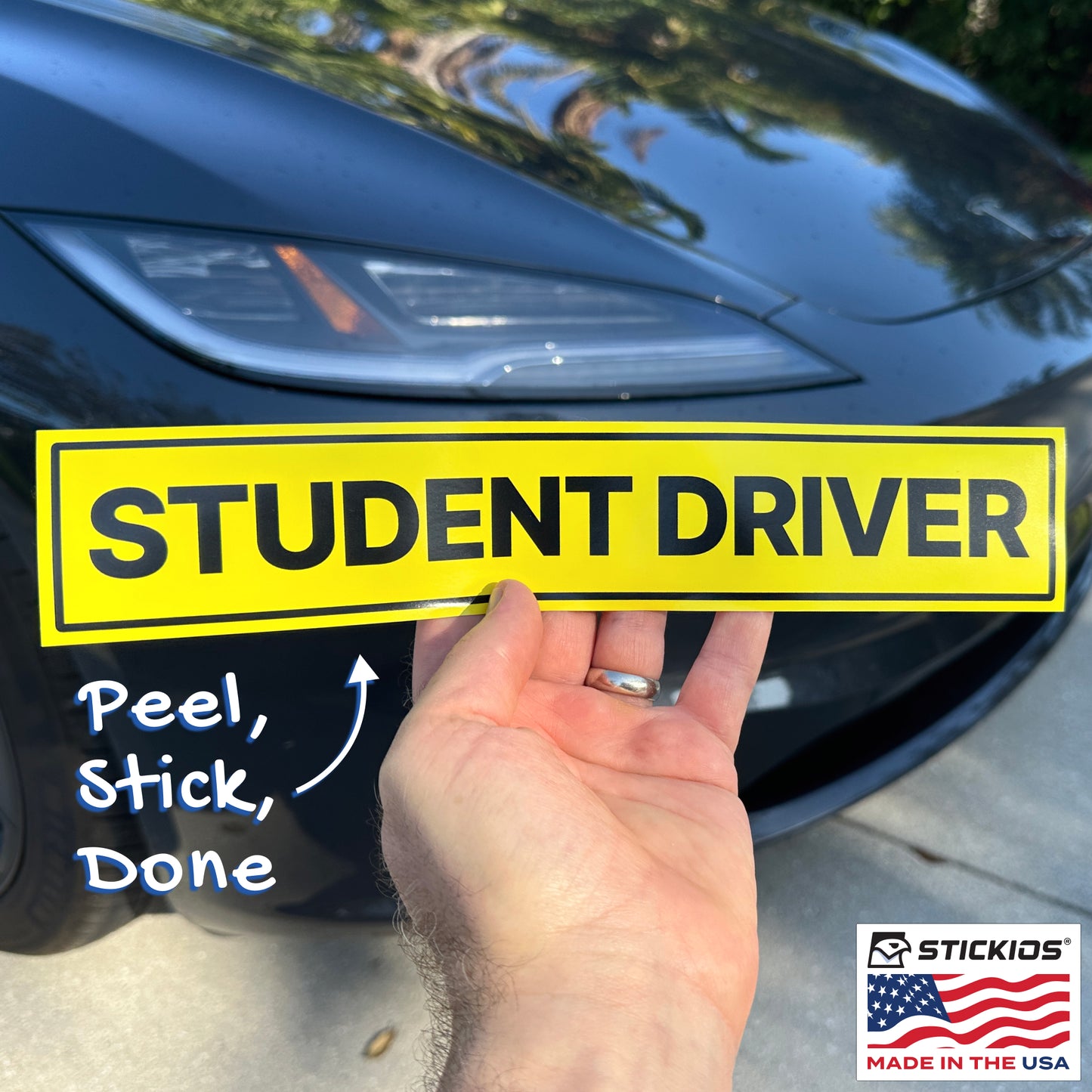Student Driver Stickers (Wide, Non-Magnetic) - Reusable & Removable