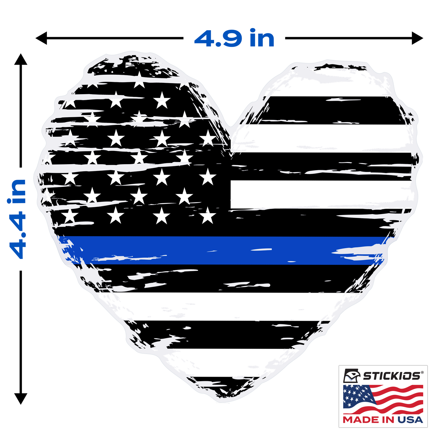 Blue Line Heart Tattered