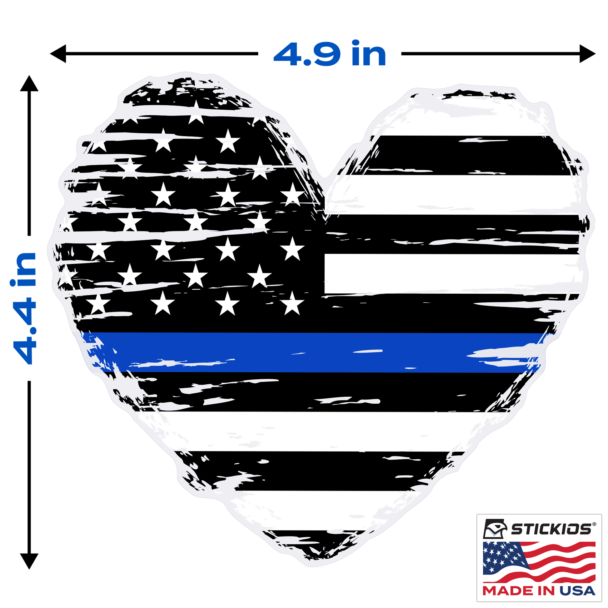 Blue Line Heart Tattered