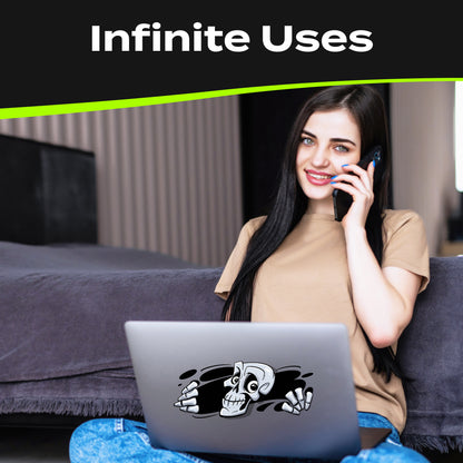 Funny Peeking Monster Car Decal - Covers Dents & Scratches - Skeleton