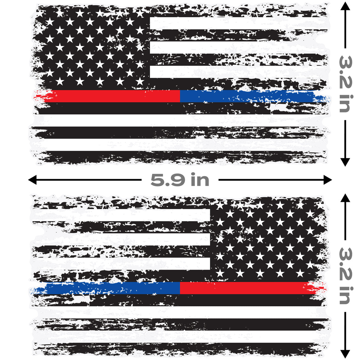 Red Blue Line Tattered Pair