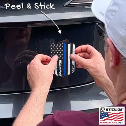 Thin Blue Line Distressed Police Badge Decal - Back the Blue (4.1 x 4.9 in)