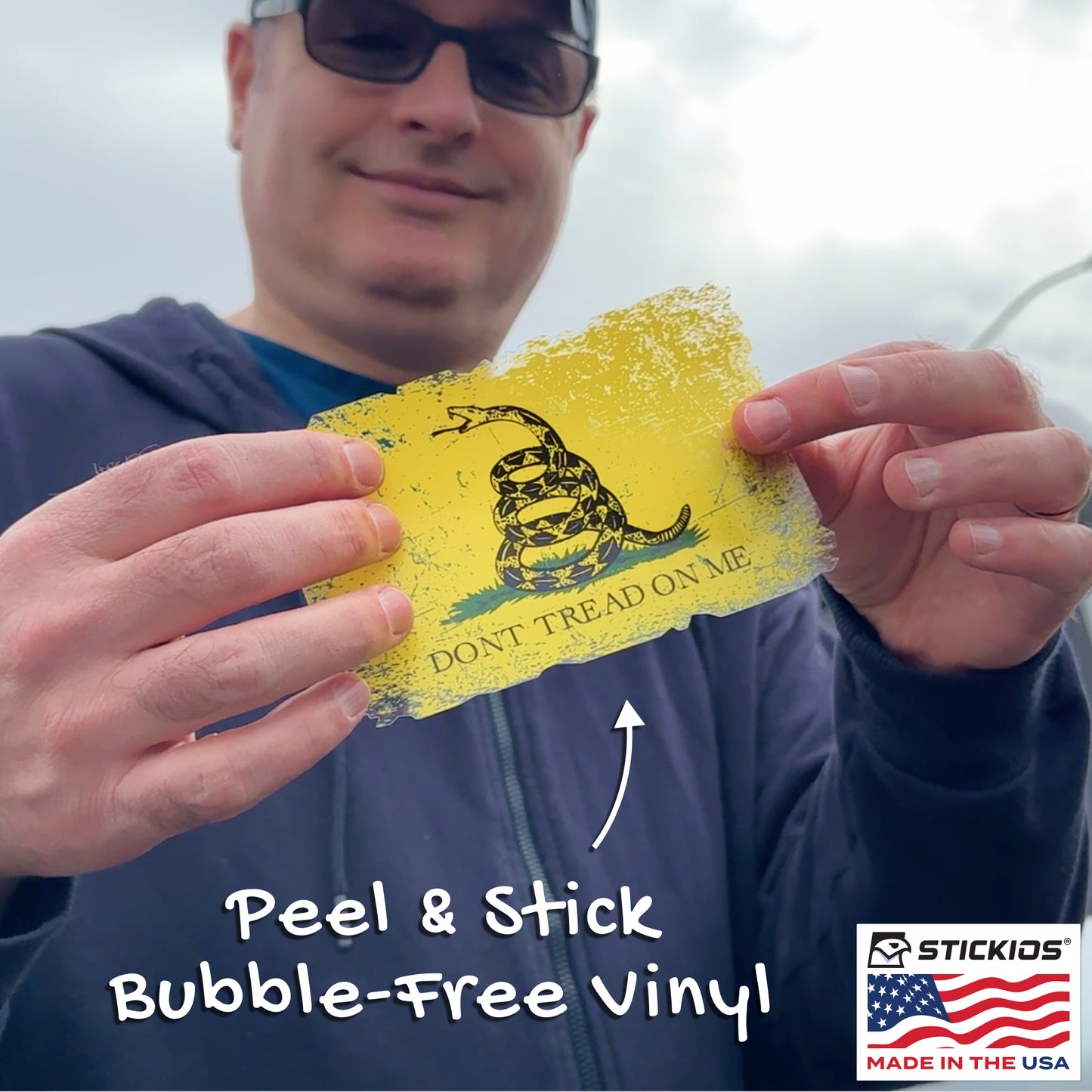 Don't Tread on Me Gadsden Flag Decal - Distressed 1776 American Flag (5.4 x 3.6 in)