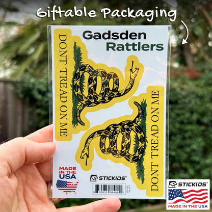 Don't Tread on Me Gadsden Flag Rattlesnake Decals - 1776 (2-Pack, 3.8 x 3 in)