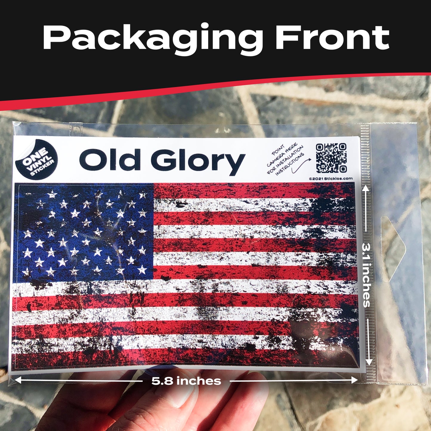 Distressed American Flag Decal (5.8 x 3.1 in)