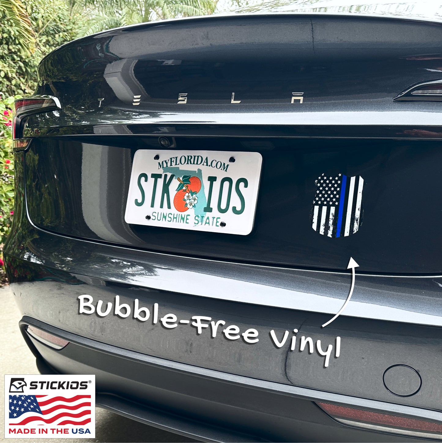 Thin Blue Line Distressed Police Badge Decal - Back the Blue (4.1 x 4.9 in)