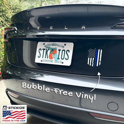 Thin Blue Line Distressed Police Badge Decal - Back the Blue (4.1 x 4.9 in)