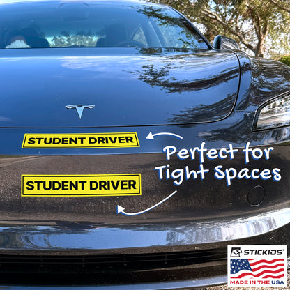 Student Driver Stickers (Wide, Non-Magnetic) - Reusable & Removable