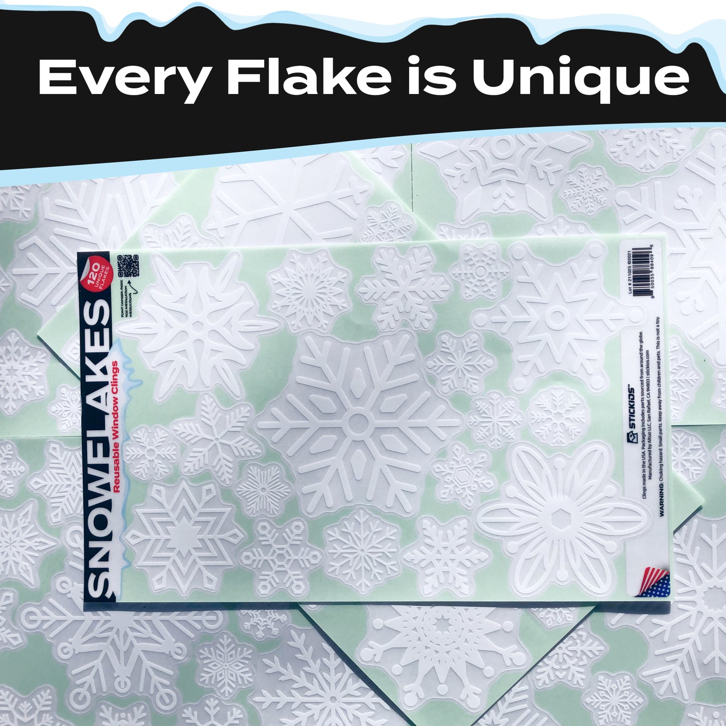Snowflake Window Clings - Double-Sided Reusable Decorations (120 PCS)