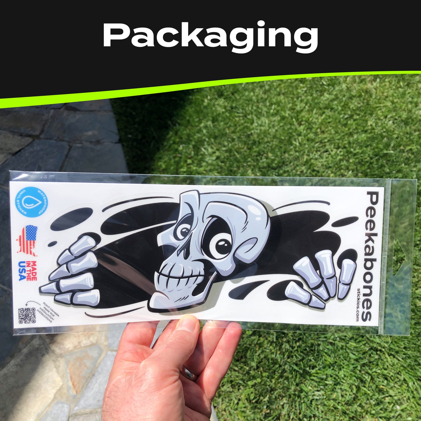 Funny Peeking Monster Car Decal - Covers Dents & Scratches - Skeleton