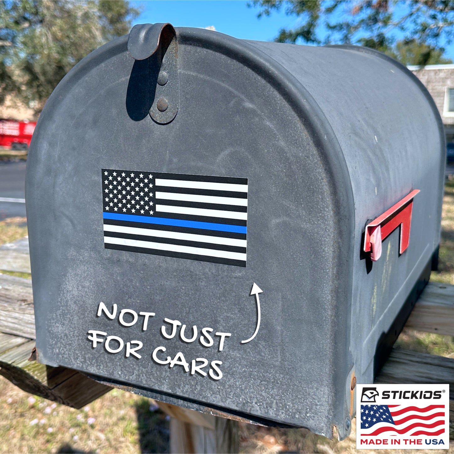 Thin Blue Line American Flag Decal - Police Support (5 x 2.6 inches)