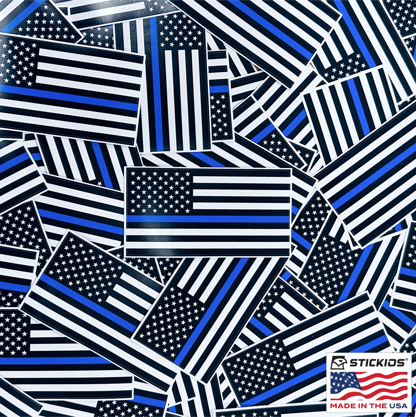 Thin Blue Line American Flag Decal - Police Support (5 x 2.6 inches)