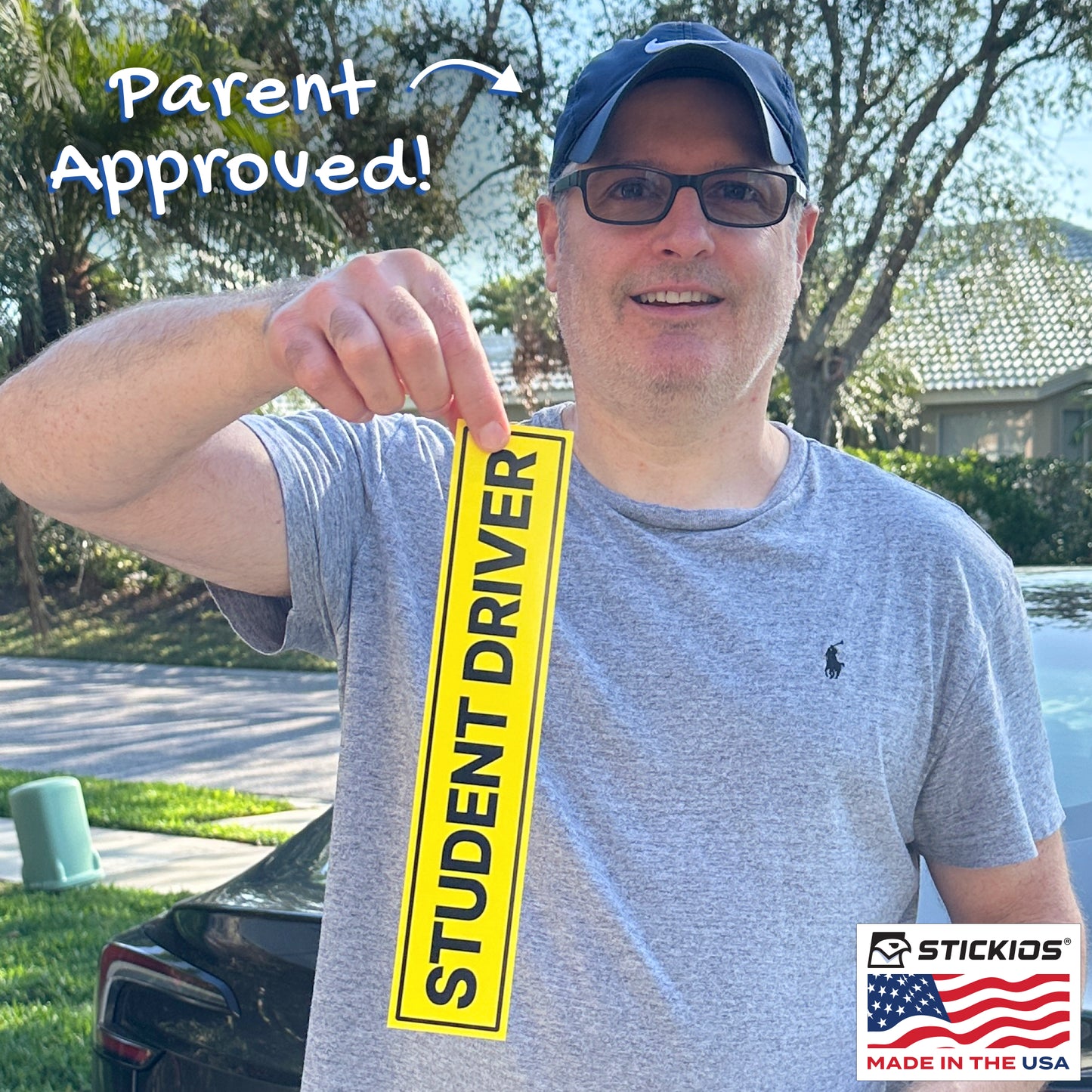 Student Driver Stickers (Wide, Non-Magnetic) - Reusable & Removable