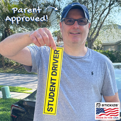 Student Driver Stickers (Wide, Non-Magnetic) - Reusable & Removable