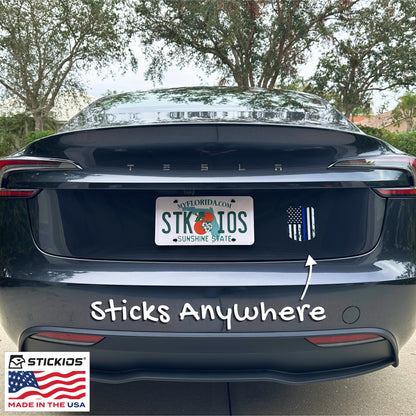 Thin Blue Line Distressed Police Badge Decal - Back the Blue (4.1 x 4.9 in)