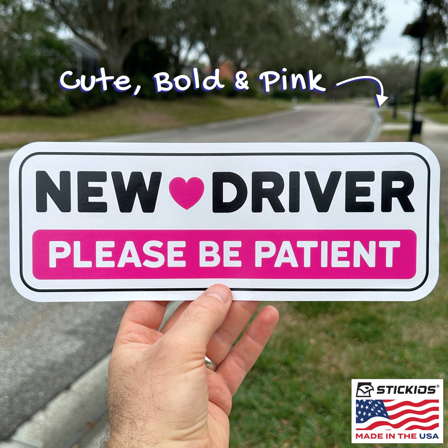 New Driver Stickers (Pink, Non-Magnetic) - Reusable & Removable