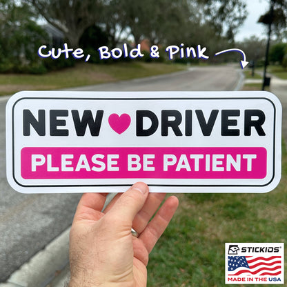 New Driver Stickers (Pink, Non-Magnetic) - Reusable & Removable