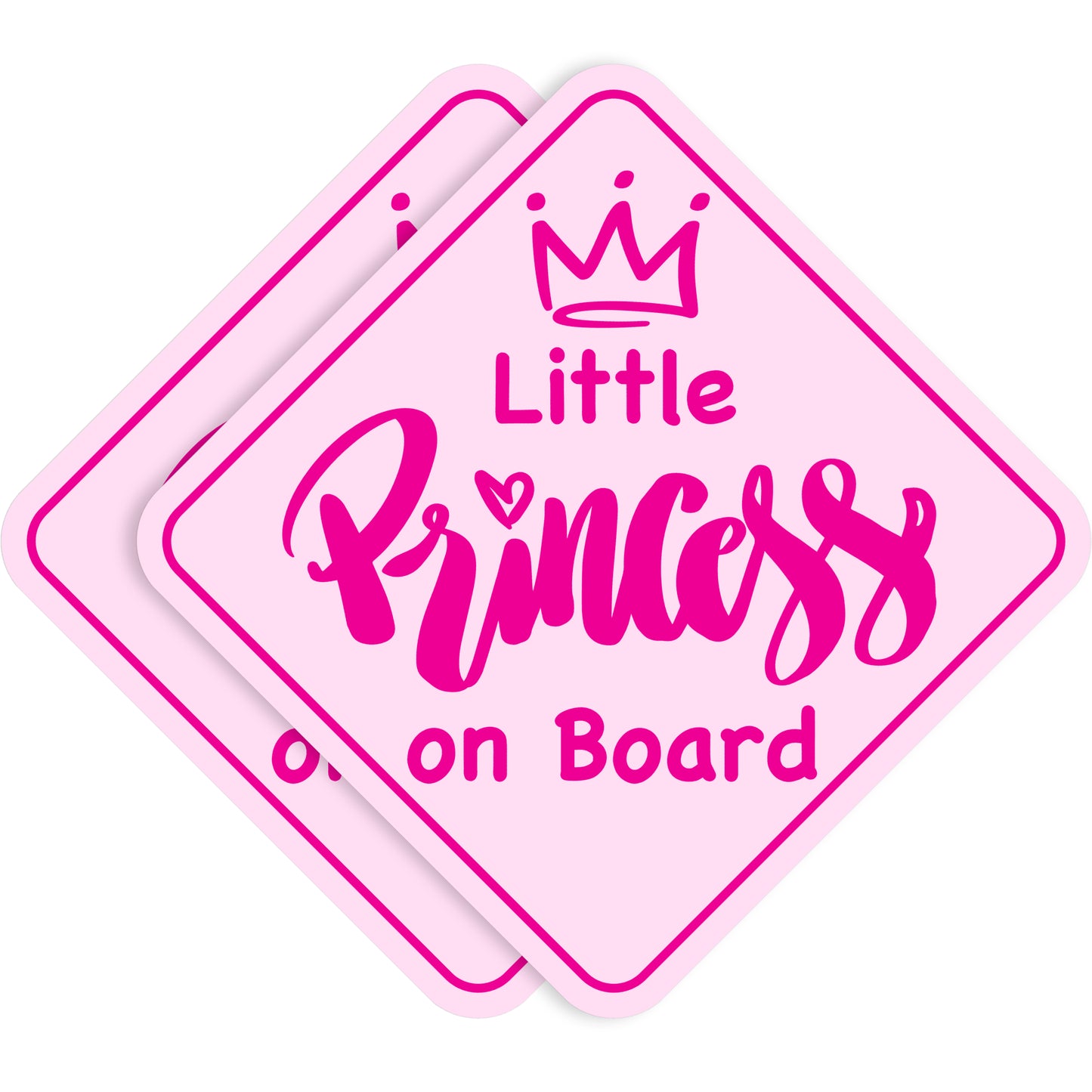 Little Princess on Board Stickers (Non-Magnetic) - Removable, Paint-Safe Signs for Cars & Windows (2-Pack)