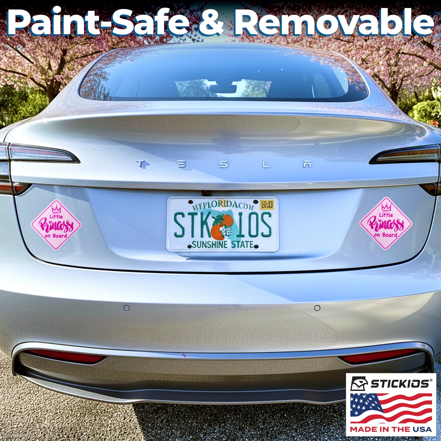 Little Princess on Board Stickers (Non-Magnetic) - Removable, Paint-Safe Signs for Cars & Windows (2-Pack)