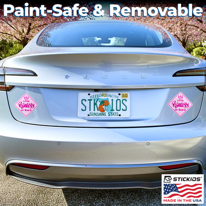 Little Princess on Board Stickers (Non-Magnetic) - Removable, Paint-Safe Signs for Cars & Windows (2-Pack)