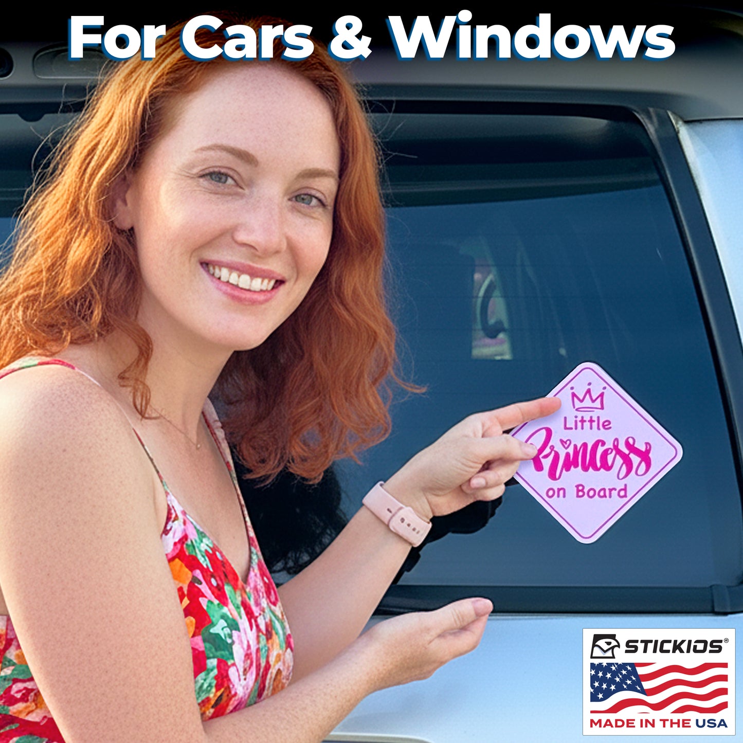 Little Princess on Board Stickers (Non-Magnetic) - Removable, Paint-Safe Signs for Cars & Windows (2-Pack)
