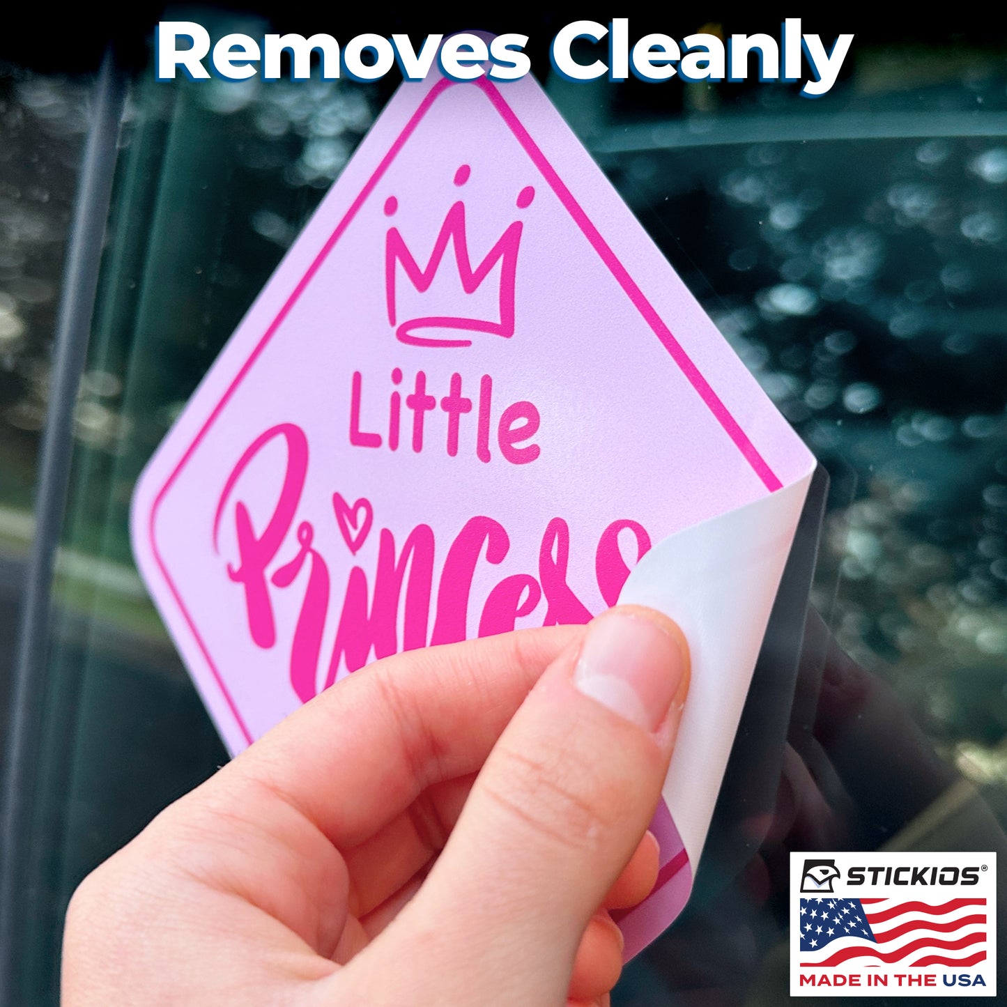 Little Princess on Board Stickers (Non-Magnetic) - Removable, Paint-Safe Signs for Cars & Windows (2-Pack)
