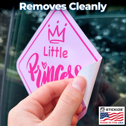 Little Princess on Board Stickers (Non-Magnetic) - Removable, Paint-Safe Signs for Cars & Windows (2-Pack)