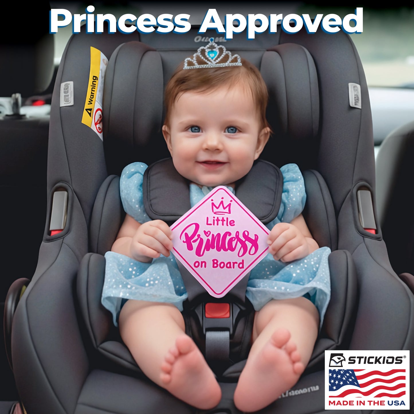 Little Princess on Board Stickers (Non-Magnetic) - Removable, Paint-Safe Signs for Cars & Windows (2-Pack)