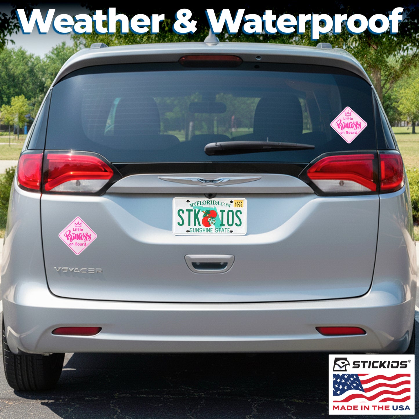 Little Princess on Board Stickers (Non-Magnetic) - Removable, Paint-Safe Signs for Cars & Windows (2-Pack)