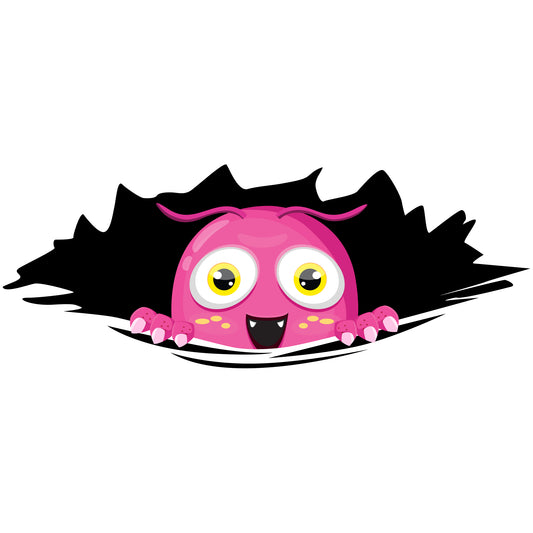 Funny Peeking Monster Car Decal - Covers Dents & Scratches - Pink Peekie