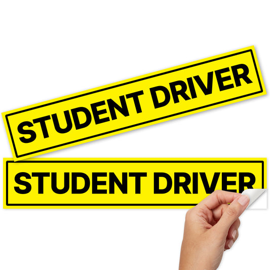 Student Driver Stickers (Wide, Non-Magnetic) - Reusable & Removable