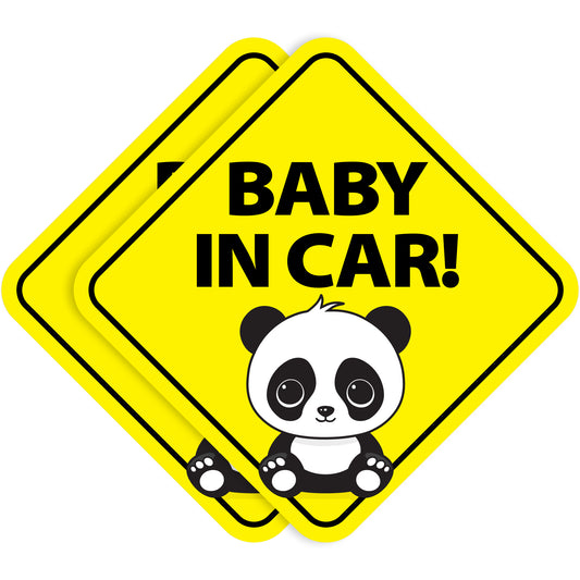 Baby in Car Stickers - Waterproof, Removable & Paint-Safe - Panda (2-Pack)