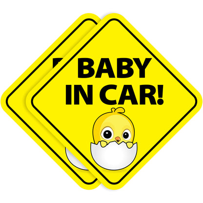Baby in Car Stickers - Waterproof, Removable & Paint-Safe - Chick (2-Pack)