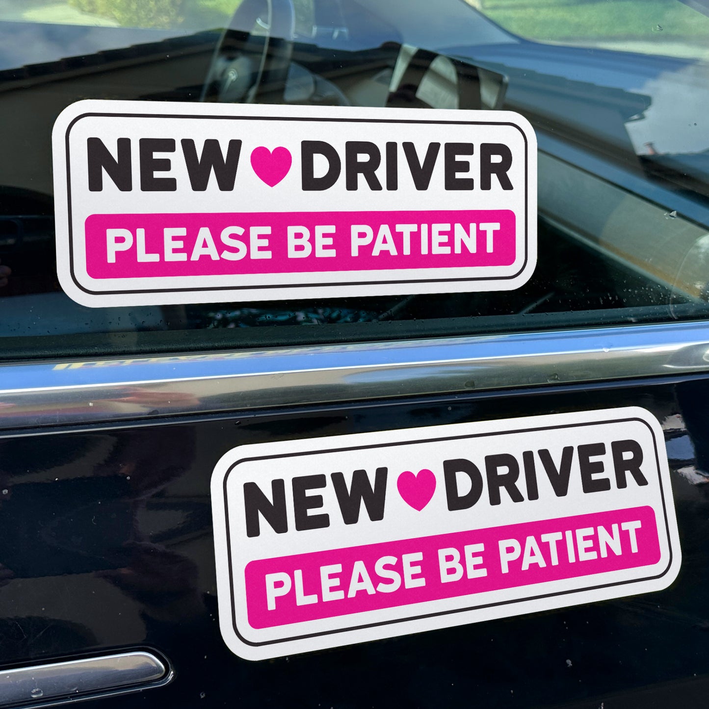 New Driver Stickers (Pink, Non-Magnetic) - Reusable & Removable