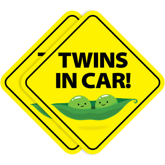 Twins on Board Stickers - Waterproof, Removable & Paint-Safe - Peas in a Pod (2-Pack)