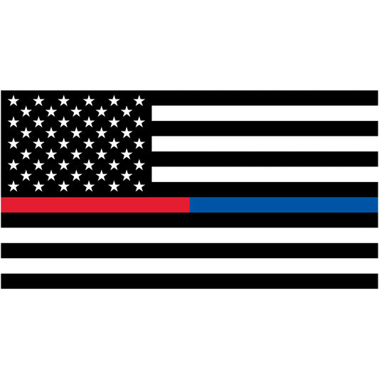 Red & Blue Line American Flag Decal - Police & Firefighter Support (5.8 x 3 in)